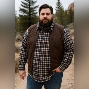 Roundtree & Yorke Long Sleeve Plaid Portuguese Flannel Sport Shirt Sz 4XB